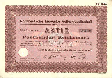 Aktie Norddeutsche Eiswerke