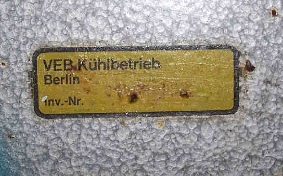 Inventarschild K&uuml;hlbetrieb