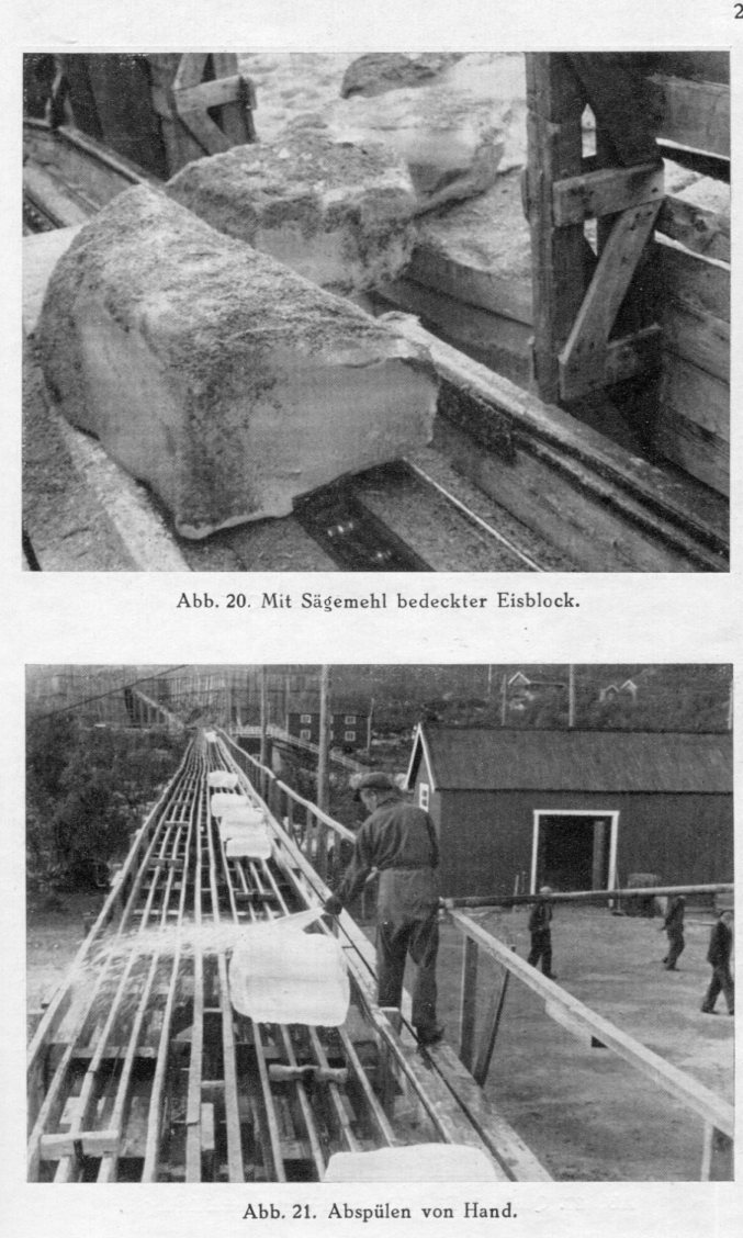 Abspülen der Eisblöcke